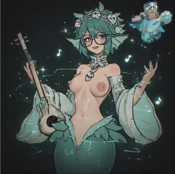 1girls ai_generated areolae bedwars_(easy.gg) breasts breasts_out easy.gg glasses guitar healing magical melody_(easy.gg) musical_note nipples nude nude_female reference_image roblox roblox_game robloxian self_upload siren_melody tagme topless xinmeii_26