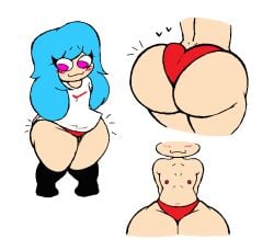 artist_request ass big_ass blue_hair bottom_heavy bottomless flat_chest friday_night_funkin friday_night_funkin_mod huge_ass original_sky_(friday_night_funkin) red_panties shortstack sky_(friday_night_funkin) skyverse tagme tagme_(artist) wide_hips