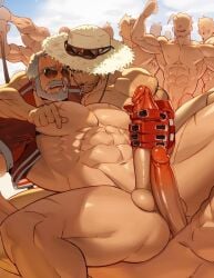2boys bara beach beard blonde_hair blue_eyes cole_cassidy cole_cassidy_(overwatch) daddy dilf dominant dominant_male domination facial_hair gay gay_male gay_sex grabbing_penis grinding grinding_on_penis group group_sex handjob himbo humping jack_morrison jack_morrison_(overwatch) male male/male male_only masturbation multiple_boys multiple_males multiple_penises muscular muscular_male muscular_pecs nipple_play nipple_tweak nipples older_male overwatch penis_grinding penis_on_penis rennik soldier_76 submissive submissive_male sunglasses white_hair younger_male