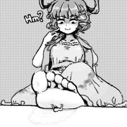 cunlel feet foot_fetish footprint giantess kaku_seiga monochrome seiga_kaku toes touhou