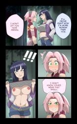 2girls asset_stealing attribute_swap attribute_theft big_breasts blush breast_awe breast_focus breast_size_difference breast_theft breasts bullying chesterzee chuckzee21 clothing comic comparing comparing_breasts competitive dialogue embarrassed female female/female female_only flashing flashing_breasts grin hime_cut hoodie hyuuga_hinata hyuuga_hinata_(naruto:_road_to_ninja) jacket lifted_by_self long_hair medium_breasts multiple_girls naruto naruto:_road_to_ninja naruto_(series) naruto_shippuden no_bra outdoors petite pink_hair presenting presenting_breasts purple_hair revealing_clothes sakura_haruno shirt shirt_lift short_hair shorts skimpy skimpy_clothes small_breasts smile smug smug_face speech_bubble text voluptuous