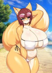 1girls anthro big_breasts breasts eyepatch_bikini fox fox_ears fox_girl fox_tail furry hana_(tailzkim) huge_breasts tailzkim thick_thighs wide_hips