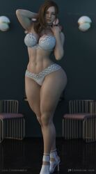 1girls 3d absurd_res ass belly_button_piercing big_ass big_breasts breasts bubble_ass bubble_butt capcom casual cga3d cleavage curvaceous curvy curvy_female curvy_figure erotichris female female_only hi_res high_heels human large_breasts light-skinned_female lingerie looking_at_viewer mature_female mia_winters milf navel_piercing pale_skin pierced_belly_button pierced_navel resident_evil resident_evil_7 resident_evil_8:_village solo thick_thighs voluptuous voluptuous_female wide_hips