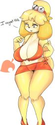 1girls animal_crossing anthro anthro_only big_breasts bikini bikini_top breasts canine dog_girl dog_tail female female_only furry furry_breasts furry_female furry_only furry_tail gikowinko heels huge_boobs huge_breasts huge_thighs isabelle_(animal_crossing) legs long_legs nintendo orange_bikini skirt solo tagme thick_thighs thighs wide_hips