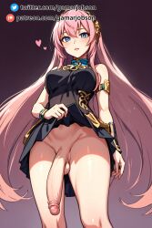 1futa ai_generated flaccid flaccid_cock flaccid_penis futa_only futanari gamarjobson hi_res lifting_skirt megurine_luka patreon penis pink_hair testicles uncensored vocaloid