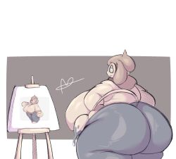 1girls 2023 artist artist_signature ass ass_focus back_view beret big_ass big_breasts bottom_heavy breasts curvaceous curvy curvy_figure dat_ass fat_ass female female_focus fully_clothed gigantic_ass huge_ass huge_breasts large_ass large_breasts oc original original_character paintbrush painter pokemon pokemon_(species) pokemon_rse rear_view shortstack smeargle solo solo_focus stevest58244496 thick_thighs voluptuous white_border wide_hips