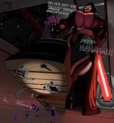 ahsoka_tano alien big_breasts breasts cleavage female female_focus femdom flattened giantess huge_breasts humiliation lightsaber macro orange_skin shrinking sith size_difference star_wars star_wars_rebels stepped_on thekid togruta