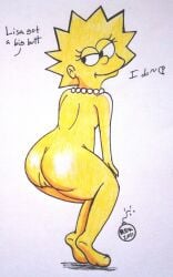 ass dialogue lisa_simpson necklace nude nude_female reddragonkan the_simpsons yellow_body