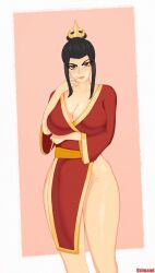 1girls alternate_breast_size artist_name avatar_legends avatar_the_last_airbender azula breasts closed_mouth female female_focus fire_nation hair_bun hair_ornament looking_at_viewer ozimand pink_lips red_eyes solo yukata