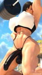 1futa 3d armpits athletic_futanari balls beach big_breasts bikini body_hair busty dickgirl erection_in_panties erection_under_clothes final_fantasy final_fantasy_vii futa_only futanari hourglass_figure muscles muscular muscular_futanari penis pinup soap solo sweat testicles thong tifa_lockhart toxiccg3d weightlifting