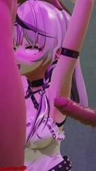 1girls 2boys 3d animated armband armpit_sex armpits arms_up artist_name belt blowjob blush censored cleavage clothing fellatio group hand_on_head hololive hololive_japan holox loop mikumikudance mmd mosaic_censoring nude nude_male oral oral_sex penis red_eyes sakamata_chloe sound suzutaro3d video virtual_youtuber white_hair