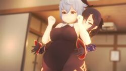 3d animated bbw belly fat ganyu_(genshin_impact) mona_(genshin_impact) multiple_girls nurico obese obese_female tagme video