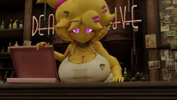 big_breasts cally3d chica_(cally3d) chica_(fnaf) chiku chiku_(cryptia) clazzey clothed cryptiacurves fazclaire's_nightclub female female_only five_nights_at_freddy's fnaf fredina's_nightclub scottgames sskalicexxx