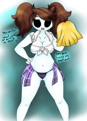 black_eyes brown_hair cheerleader english_text jaiden jaiden_animations neronova pom_poms skimpy tagme twintails white_skin