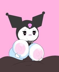 big_breasts black_eyes black_hoodie blowjob blush breasts heart-shaped_pupils kuromi naked naked_female naked_male onegai_my_melody oral_sex paizufella paizuri pink_nose rabbit sanrio savagensfw white_body white_fur white_rabbit