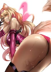 1girls bent_over big_ass big_breasts blush fate/grand_order fate_(series) female glasses jikihatiman large_ass large_breasts long_hair peace_sign smile solo suzuka_gozen_(fate) suzuka_gozen_(swimsuit_rider)_(fate) tagme_(artist) thighhighs yellow_eyes