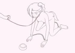 ._(pixiv20933481) all_fours ankle_cuffs barefoot bondage collar cuffs female femsub leash nude petplay plum_blossom_thirteen puppyplay scissor_seven thirteen_(scissor_seven) wrist_cuffs