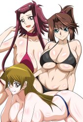 3girls akiza_izinski alexis_rhodes armpits bikini izayoi_aki mazaki_anzu multiple_girls ponytail tea_gardner tenjouin_asuka yu-gi-oh! yu-gi-oh!_5d's yu-gi-oh!_duel_monsters yu-gi-oh!_gx yxyyxy