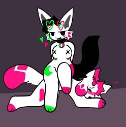 degen_(kittydogcrystal) furry furry_only horn_(kittydogcrystal) kittydog_(species) kittydogcrystal pink_blush white_fur x_nipples