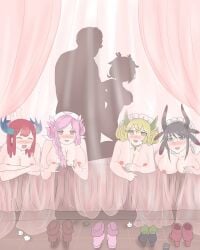 5girls house_dragonmaid kitchen_dragonmaid laundry_dragonmaid multiple_girls nurse_dragonmaid orgy parlor_dragonmaid sex yu-gi-oh!