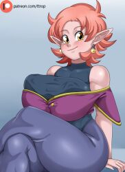 1girls big_breasts chronoa dragon_ball dragon_ball_xenoverse dragon_ball_z earrings eyebrows female female_only large_breasts looking_at_viewer pink_body pink_hair pink_skin pointy_ears shortstack solo solo_female solo_focus supreme_kai_of_time thick_thighs thighs ttrop yellow_eyes