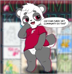 anthro bear female genitals giant_panda hi_res kokumi-kun mammal mascot presenting pussy solo standing xenoyia_(artist)