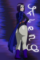 1girls ass dc dc_comics fat_ass female female_only jfleng leotard purple_hair raven_(dc) solo teen_titans thick_ass thick_thighs