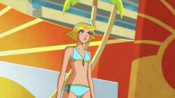 accurate_art_style alex_(totally_spies) animated applause barefoot big_breasts bikini blonde_hair bloodyblender blue_eyes blushing cheering clapping clothing clover_(totally_spies) clueless completely_naked completely_nude completely_nude_female crowd crowd_watching embarrassed female headwear human nervous_sweat nipples no_sound only_one_naked pale_skin posing public public_nudity sam_(totally_spies) speech_bubble suddenly_naked sweatdrop swimwear tagme torn_clothes totally_spies unaware video wardrobe_malfunction