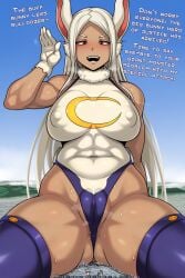 2d 2girls abs anybrody blush bunny_ears cameltoe city cityscape color destruction fangs female female_only giantess giga_giantess gloves jmg kaiju larger_female leotard macro mirko miruko mount_lady multiple_girls muscular_thighs my_hero_academia nipple_bulge open_mouth red_eyes rumi_usagiyama sitting size_difference smaller_female steamy_pussy sweat sweaty sweaty_thighs takeyama_yuu text thighhighs third-party_edit tight_clothing toned_female white_hair