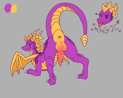 activision ass balls bedroom_eyes dragon female feral genitals hi_res horn male mtf_crossgender narrowed_eyes penis presenting presenting_hindquarters presenting_penis rule_63 seductive smug_face solo spyro spyro_the_dragon universaldragon wings