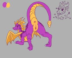 activision ass bedroom_eyes dragon female feral genitals hi_res horn mtf_crossgender narrowed_eyes presenting presenting_hindquarters presenting_pussy pussy rule_63 seductive smug_face solo spyro spyro_the_dragon universaldragon wings