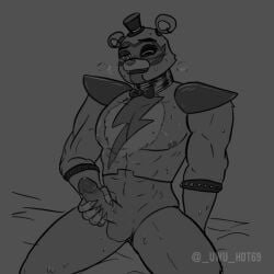 1boy 2023 abs animatronic anthro anthro_focus anthro_only anthro_solo athletic athletic_anthro athletic_male bear blush blush_lines bodypaint bowtie bracelet bracelets digital_drawing_(artwork) digital_media_(artwork) facepaint five_nights_at_freddy's five_nights_at_freddy's:_security_breach furry furry_only glamrock_freddy_(fnaf) grabbing_penis grey_background hand_on_penis handjob headgear headwear jerking jerking_off jerkingoff looking_pleasured machine male male_focus male_only mammal mammal_humanoid masturbation navel nipples one_eye_closed pecs penis_grab pleasure_face pleasured robot scottgames shoulder_pads simple_background sitting_on_bed solo solo_anthro solo_focus solo_in_panel solo_male steam steamy_breath steel_wool_studios studded_bracelet sweat sweatdrop top_hat ursid ursid_humanoid uwu_hot69 watermark