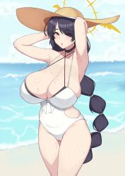 1girls beach big_breasts blue_archive breasts busty cleavage curvaceous curvy curvy_body curvy_female curvy_figure female hinata_(blue_archive) hinata_(swimsuit)_(blue_archive) huge_breasts large_breasts sisterhood_(blue_archive) swimsuit trinity_general_school_student voluptuous zb_(xucz8527)