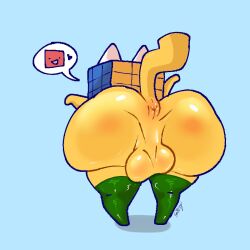 2d 2d_(artwork) :d ass asshole balls black_eyes cat cat_ears feline femboy from_behind heart meme rubik's_cube rubiks_cube_cat snappy_snaz stockings tail