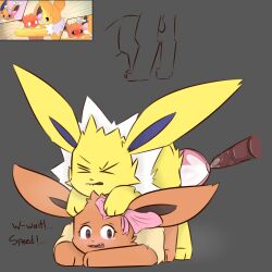 blushing bodily_fluids cross_section cum cum_in_pussy duo eevee eeveelution eeveelution_squad female feral furry generation_1_pokemon genital_fluids hi_res impregnation jolteon leafeon55555_(artist) male male/female nintendo on_all_fours penetration pokémon_(species) pokemon sex silvia_(eeveelution_squad) size_difference speed_(eeveelution_squad) text unwanted_creampie unwanted_cumshot vaginal_penetration