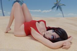 1girls 3d 3d_(artwork) alexavlewd ass beach black_hair breasts epiccino female female_only hi-rez_studios looking_at_viewer paladins_(game) pinup pinup_pose pose posing red_hair red_highlights red_nails ruby_rose rwby silver_eyes solo solo_female solo_focus swimsuit swimwear tagme