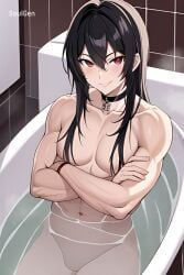 ai_generated bath maki muscles muscular muscular_female nude_female