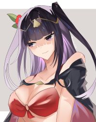 1girls 2sirokma0930 alternate_costume bare_shoulders bikini black_eyes black_hair blunt_bangs breasts capelet cleavage female female_only fire_emblem fire_emblem_awakening fire_emblem_heroes flower hair_flower hair_ornament highres light_smile long_hair looking_to_the_side nintendo o-ring o-ring_bikini official_alternate_costume red_bikini red_swimsuit solo swimsuit tharja_(fire_emblem) tharja_(summer)_(fire_emblem) twintails twitter_username upper_body