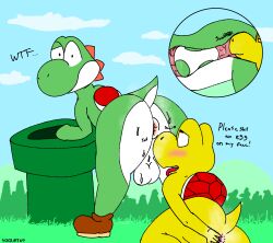 absurd_res anal anal_fingering anthro anus balls bent_over blush bodily_fluids butt_sniffing countershade_tail countershading deep_rimming dirty dirty_talk duo egg fingering gay genitals hi_res internal koopa koopa_troopa male male/male mario_(series) musk musk_clouds musk_fetish musky_butt nintendo oral outdoors red_koopa_troopa reptile rimming scalie sex sniffing super_mario_bros. sweat tail turtle x-ray yogurt69 yoshi