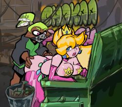 1boy 1boy1girl 1girls age_difference alley alley_sex ambiguous_penetration blonde_hair blue_eyes crossover crown dark-skinned_male elbow_gloves ellieschamber face_mask ghetto gloves graffiti green_hair human humanoid inkling inkling_boy latex latex_gloves mario_(series) mollusk_humanoid nintendo one_eye_closed pasties ponytail princess_peach prostitution public_sex splatoon tentacle_hair the_big_dicked_lime_inkling thighhighs