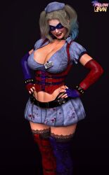 1girls 3d 3d_(artwork) areola ass batman:_arkham_asylum batman_(series) big_ass big_breasts busty cleavage curvaceous curvy curvy_figure dc dc_comics eye_mask eyebrows eyelashes eyes female female_only fully_clothed hair harley_quinn harley_quinn_(arkham) harley_quinn_(arkham_asylum) hourglass_figure huge_breasts large_breasts legs light-skinned_female light_skin lips multicolored_hair pigtails pillowfun solo thighs voluptuous voluptuous_female waist wide_hips