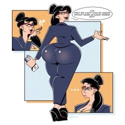 1girls 2020 2023 ass batman_(series) big_ass big_butt black_hair butt clothed clothed_female comic_panel dc dc_comics dialogue english_text female female_only fully_clothed glasses high_heels human ineptoutcast my_adventures_with_superman open_mouth smug solo solo_female speech_bubble superman_(series) text vicki_vale vicki_vale_(my_adventures_with_superman)