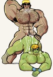 4_ears alex_(pteroscreams) anal anal_sex balls bara bara_tits big_balls big_pecs big_penis body_hair closed_eyes cum cum_in_ass gay hand_behind_head male male_only muscles muscular nude oc orgasm original_character penis pointy_ears pteroscreams salvador_(pteroscreams) sex steamy_breath sweat sweating