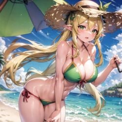 ai_generated ass beach bikini breasts elf leafa sword_art_online thighs