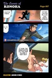 1girls 2boys ass bent_over black_bra black_hair blonde_hair bra canon_couple comic couple dialogue doggy_style english_text female green_eyes looking_back male male_penetrating naked nara_shikamaru naruto naruto:_the_last naruto_shippuden nude page_7 peeping penetration ponytail sarutobi_konohamaru sex sex_from_behind straight super_melons tagme teeth temari text tied_hair twintails voyeur voyeurism watching yellow_hair