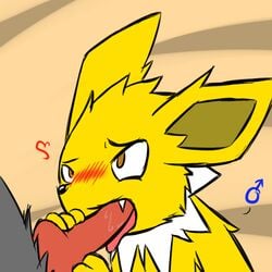 animal_genitalia animal_penis bargglesnatch-x1 blush canine_penis eeveelution erection heart jolteon knot male multiple_males nintendo open_mouth penis pokemon pokemon_(species) tagme video_games yaoi