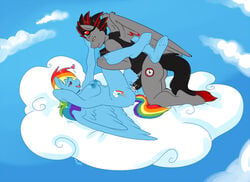 ass black_penis breasts cloud cum cum_in_pussy cum_inside duo equine erection eye_contact eyewear female friendship_is_magic goggles heart hooves horse horsecock male my_little_pony nude original_character pegasus penetration penis phsuke pony pussy rainbow_dash_(mlp) sex sky straight straight_hair vaginal_penetration wings