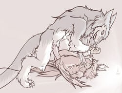 anal avian bird entering fazo furry furry_only gay lying male nevrean no_humans on_back penetration plain_background prodding rakas ren_(burned_out) sergal size_difference smile