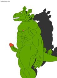 2013 abs anthro balls biceps big_muscles dinosaur erection extreme_dinosaurs fangs green_skin male male_only maxime-jeanne muscles nipples nude pecs penis pose reptile sauropod scales scalie smile solo standing stegosaurus stegz_(extreme_dinosaurs) vein