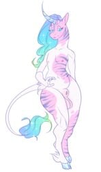 2017 5_fingers anatomically_correct anatomically_correct_penis animal_genitalia anthro arm_tuft balls belly big_balls biped blue_eyes blue_nails cheek_tuft cloven_hooves colored_nails digitigrade ears_back equine eyelashes full-length_portrait fully_sheathed fur girly hair half-closed_eyes hooves horn humanoid_hands hybrid leg_tuft lizardbat_(artist) long_hair looking_down male mammal multicolored_fur multicolored_hair navel nipples nude penis piebald piebald_fur pink_fur pink_nipples portrait pose purple_fur purple_stripes rainbow_hair sheath simple_background small_waist smile solo sparkling standing striped_fur stripes tail_tuft tuft undercut unicorn voluptuous white_background white_balls white_fur white_horn wide_hips zebra zebracorn zebroid